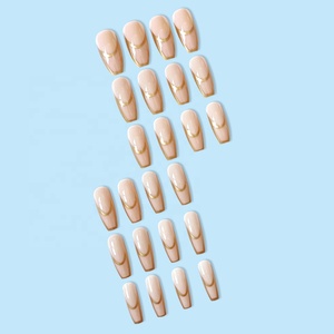 24 <span class=keywords><strong>Uñas</strong></span> Postizas Artificiales Color <span class=keywords><strong>Rosa</strong></span> Nude <span class=keywords><strong>con</strong></span> Rayas Doradas, <span class=keywords><strong>Uñas</strong></span> Postizas Removibles Sin Costuras, Reutilizables, de Cobertura Completa - Product Image 4