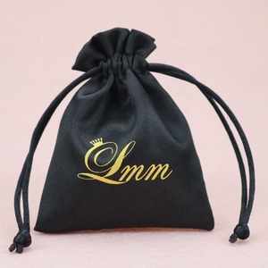 Custom logo Printed Silk Hair Packaging Wig Bag Luxury Satin Drawstring Dust Bag Pouch for Small Gift Bags with <b>Strings</b> - Product Image 5
