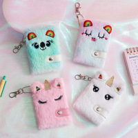 Mini Cuaderno de Peluche con Diseño de Unicornio, Lindo Cuaderno Infantil para Escribir, Colgante