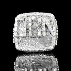 Anillo de Diamantes Multicorte OBN Personalizado, Anillo Hip Hop con Incrustaciones de Diamantes, Anillo de Lujo en Oro Blanco de 14K para Hombre y Mujer - Product Image 1