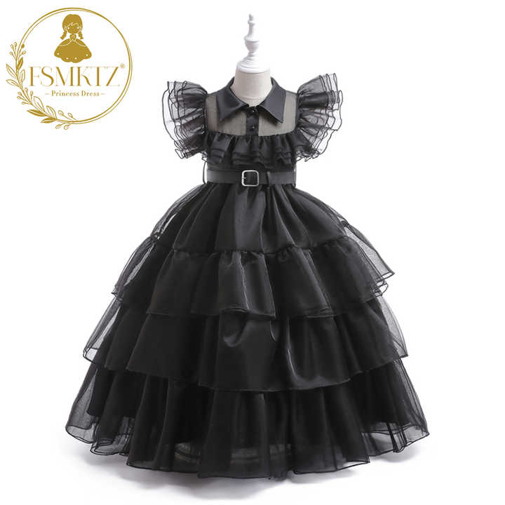 Wednesday Dress for Girls Kids Addams Family Cosplay Costume Outfit