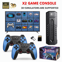 Nouvelle console de jeu rétro X2 noire et bleue 4K 3D HD avec manette sans fil, 30000 jeux, 64 Go, pour enfant