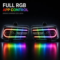 Assemblages de phares avant LED RGB complets JC Wholesale pour Dodge Charger 2011-2014, avec clignotants séquentiels.