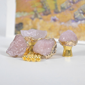 <strong>Crystal</strong> Geode Drawer <strong>Knobs</strong> Natural White Healing <strong>Crystal</strong> Stone <strong>Crystal</strong> <strong>Knobs</strong> Handles <strong>Gold</strong> Plated Gemstone Cupboard Pulls - Product Image 3