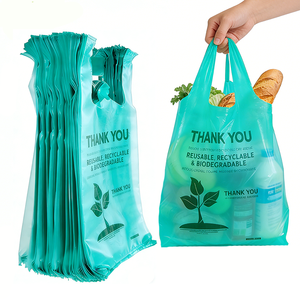 Eco Friendly Customized Logo Thank You Biodegradable Vest <strong>Bags</strong> Plastic Packaging for Supermarket and <strong>Grocery</strong> T-Shirt <strong>Bags</strong> - Product Image 1