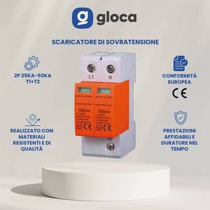 Dispositivo di Protezione da Sovratensioni Gloca 2P 275VAC 50kA T1+T2 Protezione Impianto Elettrico JXS230 - Product Image 4