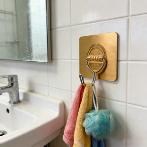 Lot de 3 crochets adhésifs muraux en plastique <span class=keywords><strong>à</strong></span> double revêtement argenté, résistants, pour serviettes, vêtements, rangement mural, ventouse sous vide - Product Image 4