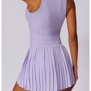 ชุดโยคะกลางแจ้งสำหรับผู้หญิงแบบสองชิ้น ขายส่ง OEM แห้งเร็ว ซับเหงื่อ เสื้อท่อนบนและกระโปรงพลีทสำหรับเล่นเทนนิส - Product Image 6