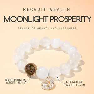 Bracelets unisexes faits à la main avec perles, bijoux en cristal naturel en forme de lune, cadeau unique de Hanxier - Product Image 5
