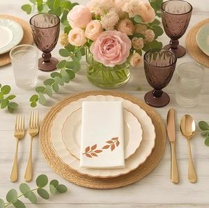 Assiettes en plastique jetables avec bord doré, motif floral, couleurs personnalisées, écologiques, pour fête, <span class=keywords><strong>mariage</strong></span>, service de table - Product Image 3