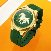 Montre à quartz SINOBI pour homme, mouvement lumineux, boîtier en alliage de 41 mm, bracelet en silicone, verre minéral, étanche, avec boîte cadeau