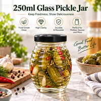 Botol Madu Kaca Bening Grosir Langsung dari Pabrik dengan Tutup Sekrup, untuk Selai, Acar & Saus Cabai, Tersedia Kustomisasi