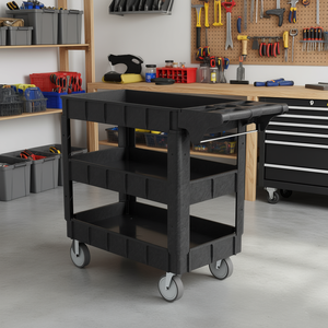 Carrito de Servicio de Plástico de Alta Resistencia DB con 3 Estantes, Capacidad de 600 lb, Asa Ergonómica, para Garaje - Product Image 2