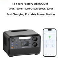 Station d'alimentation solaire portable d'extérieur 1200W 2400W de crête, onde sinusoïdale pure, batterie LiFePO4, alimentation de secours d'urgence