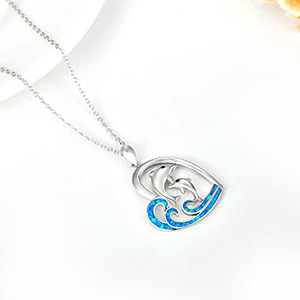 Collar con colgante de corazón de delfín para mujer, joyería bonita y moderna, regalo para uso diario - Product Image 3