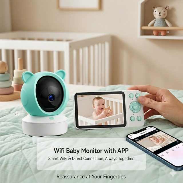5 Inch Baby Phone Monitor Temperature Monitor Crying Alarm 1080P Wireless Wifi Camera Video Smart Baby Monitor with Tuya App