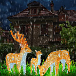 Lampe LED 3D en métal avec cadre en fer, motif cerf et fleur de prunier, indice de protection IP65, lumières décoratives de Noël pour extérieur, utilisation paysagère - Product Image 3