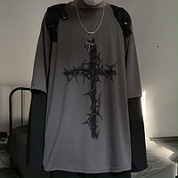 Camisa Gótica Goth de Dos Piezas Ropa Alternativa Top Gótico de Manga Larga Ropa Grunge