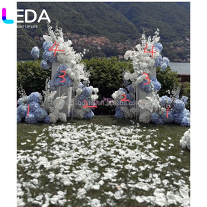 LEDA Artificial Silk <b>Blue</b> White Flower Ball Flower <b>runner</b> <b>Table</b> Decorative Centerpiece Floral Arrangement <b>For</b> Wedding Decoration - Product Image 2