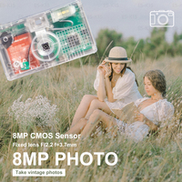 Étui transparent personnalisable pour appareil photo numérique rétro sans écran avec flash LED 8MP, plusieurs filtres, batterie amovible