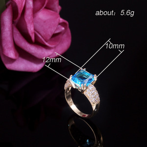 Anello con Gemma Blu Acqua per Donne, Elegante Gioiello da Dito alla Moda - Product Image 6