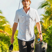 Camisa de pesca con capucha y cuello bordado de manga larga con estampado de camuflaje de peces, estilo Bali, de última moda, con botones.