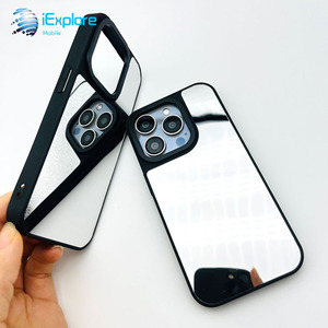 Coque de téléphone IExplore en acrylique avec design personnalisé, peinture UV, effet marbre, miroir pour filles, compatible iPhone 17 Pro Max et Galaxy S25 Ultra - Product Image 1