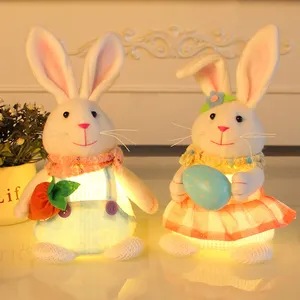 复活节兔子手工娃娃毛绒复活节侏儒兔子儿童礼品家居装饰复活节派对供应商S056