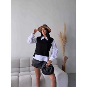 Blusa y Camisa de Mujer con Detalles Tejidos, Diseño Elegante con Acentos Tejidos - Product Image 4