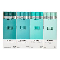 Crayons de dessin et de croquis essentiels au charbon de bois pour l'enseignement, ensemble personnalisé avec logo, corps bleu, pour étudiants