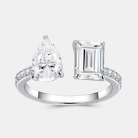 Bague de fiançailles et de mariage en argent sterling 925 avec moissanite et pierres pavées latérales, style Toi et Moi, tendance