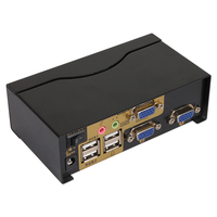 VCOM 2 Port USB VGA KVM Switch Komputer Ganda ke 1 Monitor Video FHD 1080P 60Hz dengan Remote Control IR