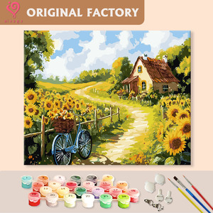 Peinture par numéros DIY, peinture à l'huile, sans cadre / encadrée / à suspendre, série de fleurs de tournesol, décoration murale pour la maison et le bureau - Product Image 1