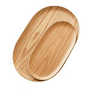 Wooden <b>Tea</b> <b>Tray</b> Solid Wood Oval Shape For <b>Tea</b> Serving And Coffee Dessert Platter Ash Color 16x32 And 40x25 Cm - Product Image 2