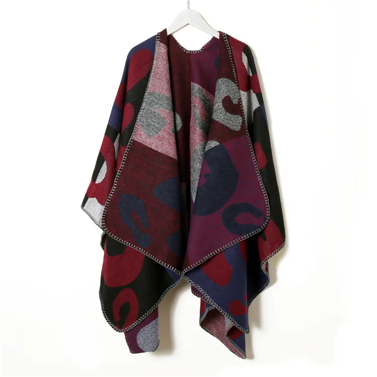 Hot selling design ponchos for winter good quality knitting poncho scarf shawl