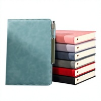 Carnet de notes en cuir A5 de qualité supérieure, papier épais, logo imprimé, reliure cousue, pour le bureau, avec porte-stylo
