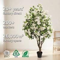 Arbre artificiel de bougainvillier de 1,80 m avec fleurs réalistes en tissu, usine OEM ODM, plante fleurie artificielle pour la décoration intérieure