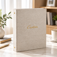 Organisateur de documents en lin raffiné sur mesure, texture douce pour kits de marque, classement élégant, présentation de documents