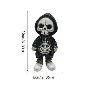 Ornamen boneka tengkorak unik, kreatif unik rumah hantu sederhana untuk jaket patung terbuat dari Resin tahan lama - Product Image 2