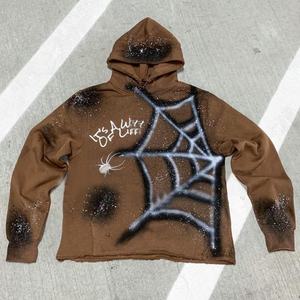 Sweat-shirt streetwear imprimé surdimensionné à bords bruts et taille cintrée pour homme - Product Image 5