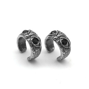 Pendientes de aro con forma de búho yunnique, de acero inoxidable, con piedras preciosas rojas, para hombres y mujeres, estilo gótico retro, a la moda - Product Image 5