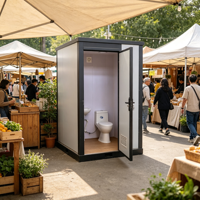 Toilettes portables écologiques et durables en forme d'éventail avec porte coulissante, structure en PEHD, pour attractions touristiques, avec lavabo intégré