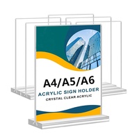 Support de signalisation de table en acrylique transparent double face avec logo personnalisé, format A4, pour affichage publicitaire de bureau, menu de conférence