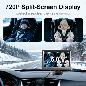 Kits de surveillance pour bébé et animaux de compagnie de qualité supérieure, moniteur de voiture avec vision nocturne et deux caméras de 5 pouces pour la sécurité des enfants YB-502CA 5 pouces Double écran - Product Image 5