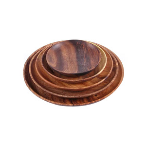 Custom Wooden <b>Trays</b> Round Black Walnut Serving <b>Tray</b> Household Fruit Breakfast <b>Tea</b> <b>Tray</b> 2205 - Product Image 3