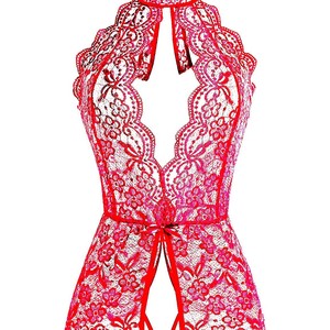 Vente en gros d'une pièce Sexy dentelle col en V profond body dos nu ouvert entrejambe <span class=keywords><strong>Lingerie</strong></span> Sexy sous-vêtements pour femmes - Product Image 5