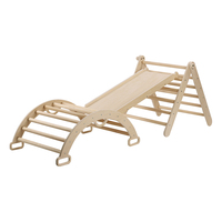 Ensemble de structure d'escalade géométrique Montessori en bois 3-en-1 pour enfants - Kit complet de jouets d'escalade