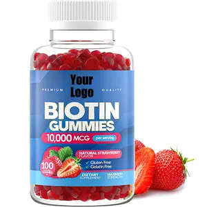 Private Label Max Strength biotina collagene Vegan Gummies orsetto gommoso biologico per capelli pelle e unghie Grouth