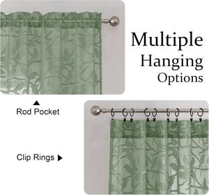 Роскошные шторы из зеленой вуали с обрезанными птицами, 63 дюйма, комплект из 2 штор для гостиной - Product Image 4