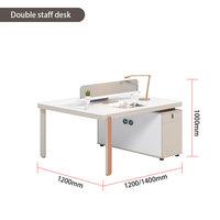 Poste de travail modulaire moderne pour 3 personnes, bureau en banc, poste de travail en open space pour équipe avec panneau de séparation pour l'intimité